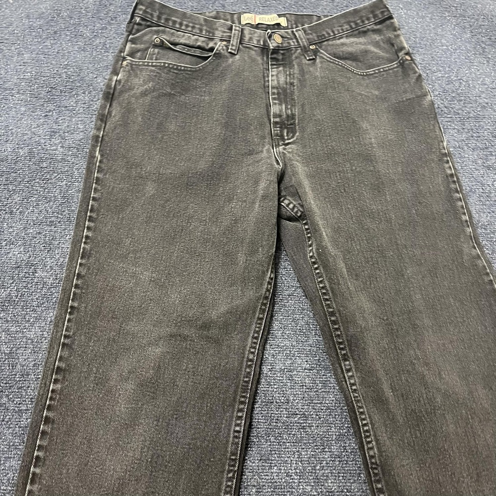 Lee‎ Relaxed Jeans Mens Large Gray Black Denim Straight Leg Casual Pants